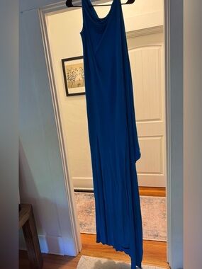 Blue Women's Draped Maxi Dress